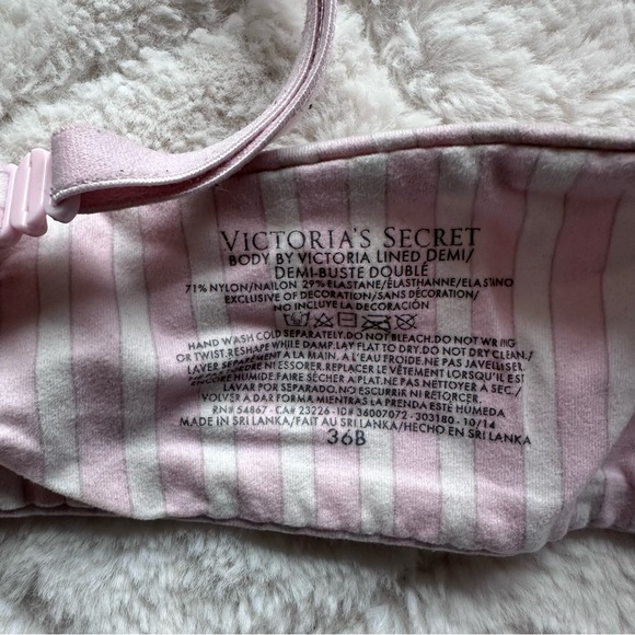 Victoria's Secret | Body By Victoria Pink & Cream Striped Lined Demi | Size 36B - Picture 10 of 10